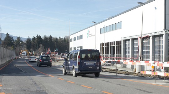  Fahrbahnverengung auf der Kantonsstrasse in Heimberg 